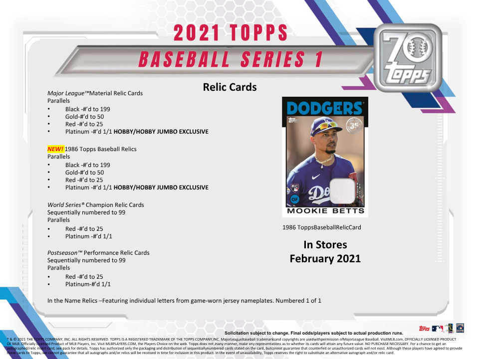 2021 Topps Series 1 Baseball Jumbo Box