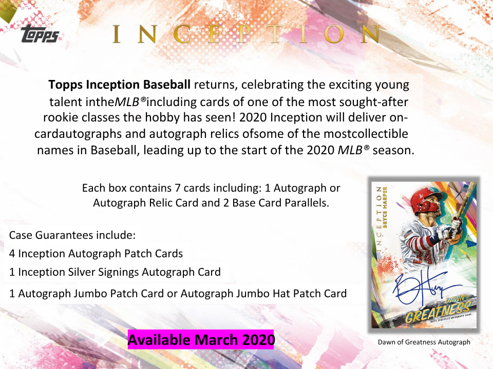 2020 Topps Inception Baseball Hobby Box