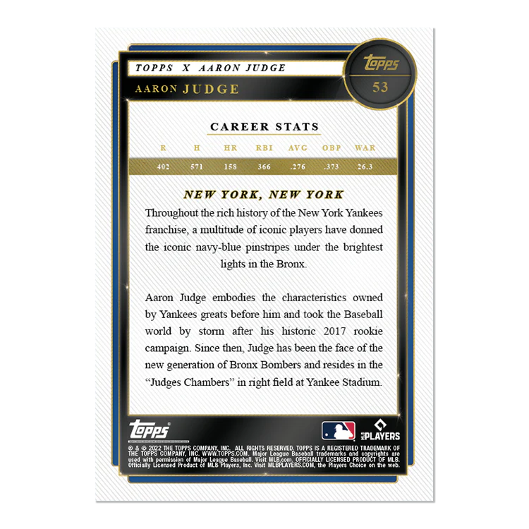 2022 Topps X Aaron Judge Curated Set Baseball Box