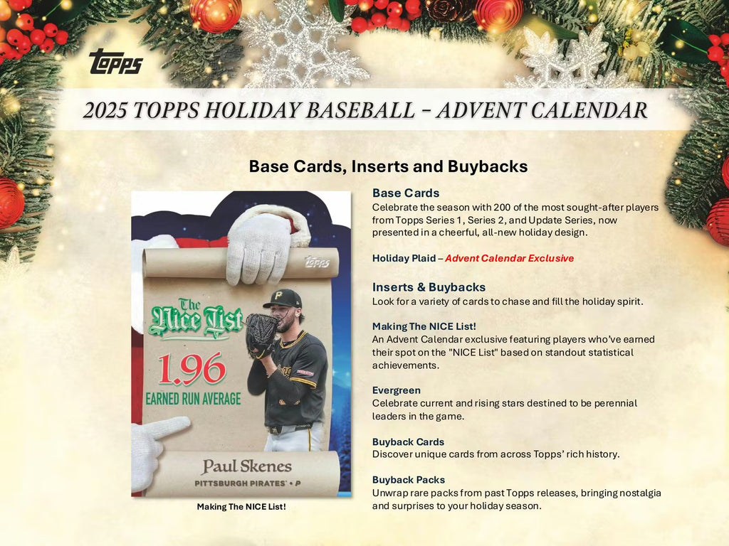 2025 Topps Holiday Baseball Advent Calendar Box