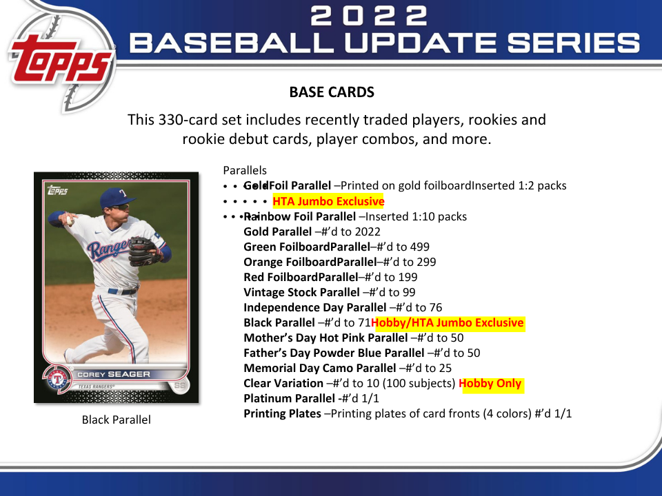 2022 Topps Update Series Baseball Hobby Box