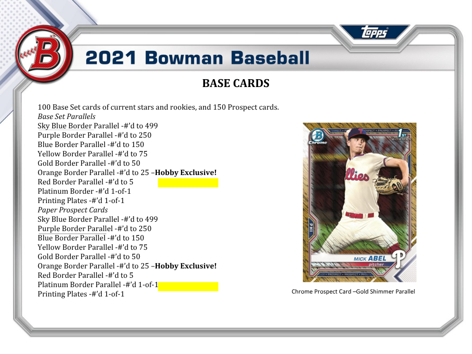 2021 Bowman Baseball Hobby Box