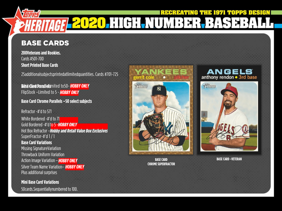 2020 Topps Heritage High Number Baseball Hobby Box