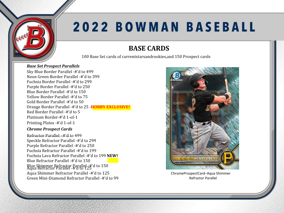 2022 Bowman Baseball Hobby Box