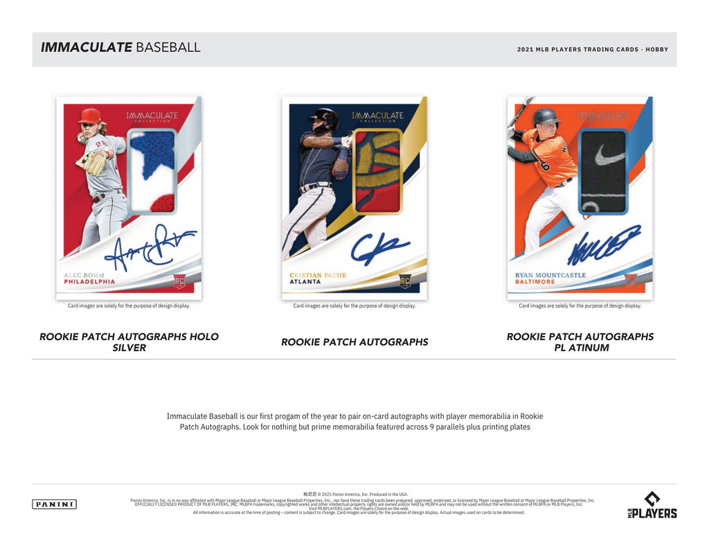 2021 Panini Immaculate Baseball 1st Off The Line Hobby Box