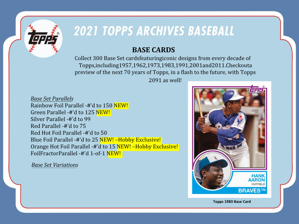 2021 Topps Archives Baseball Hobby Box