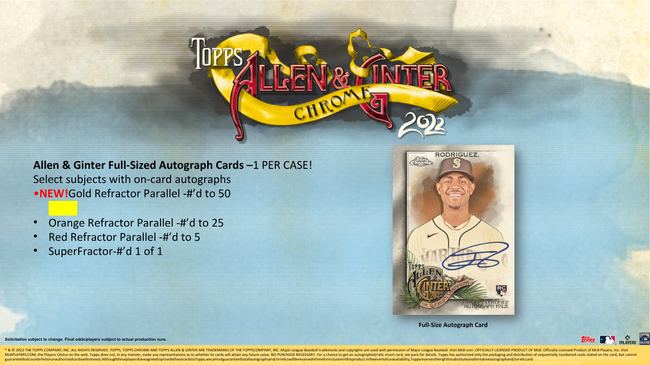 2022 Topps Allen & Ginter Chrome Baseball Hobby Box
