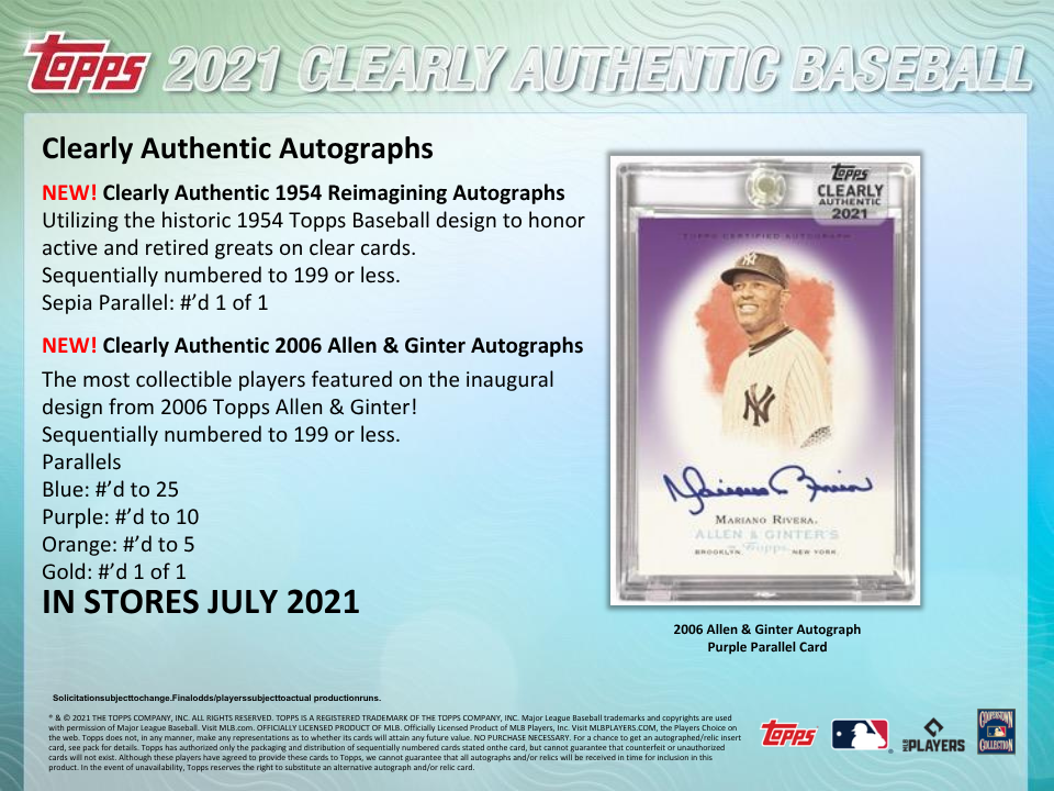 2021 Topps Clearly Authentic Baseball Hobby Box