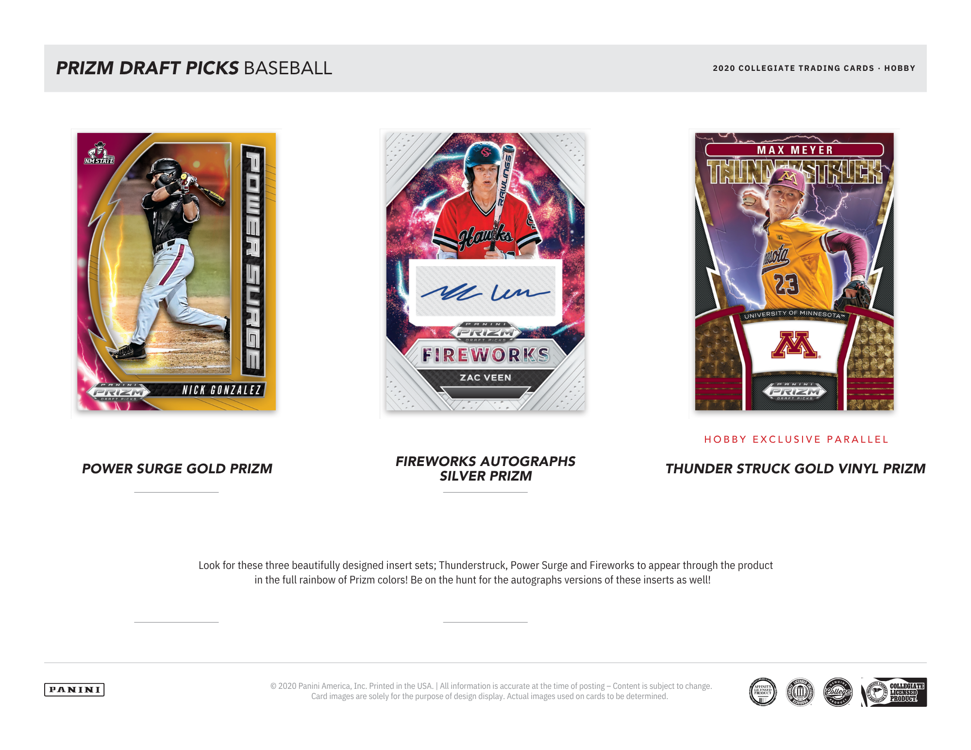 2020 Panini Prizm Collegiate Draft Picks Baseball Hobby Box