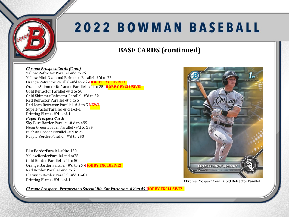 2022 Bowman Baseball Hobby Box