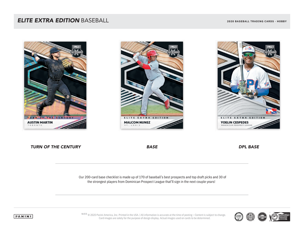 2020 Panini Elite Extra Edition Baseball Hobby Box