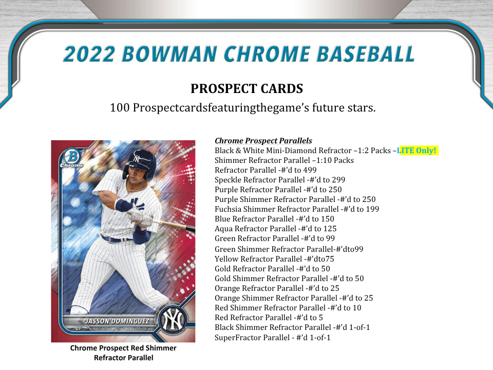 2022 Bowman Chrome Baseball LITE Box