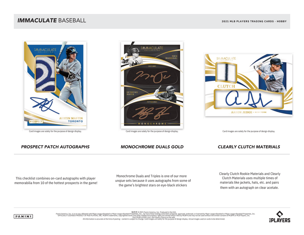 2021 Panini Immaculate Baseball 1st Off The Line Hobby Box