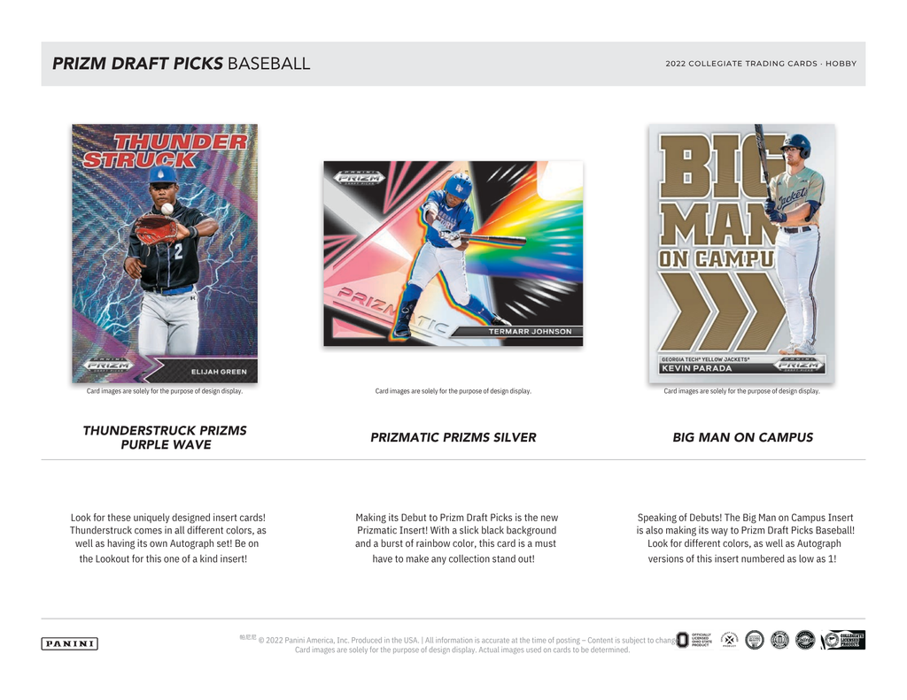 2022 Panini Prizm Collegiate Draft Picks Baseball 1st Off The Line Hobby Box