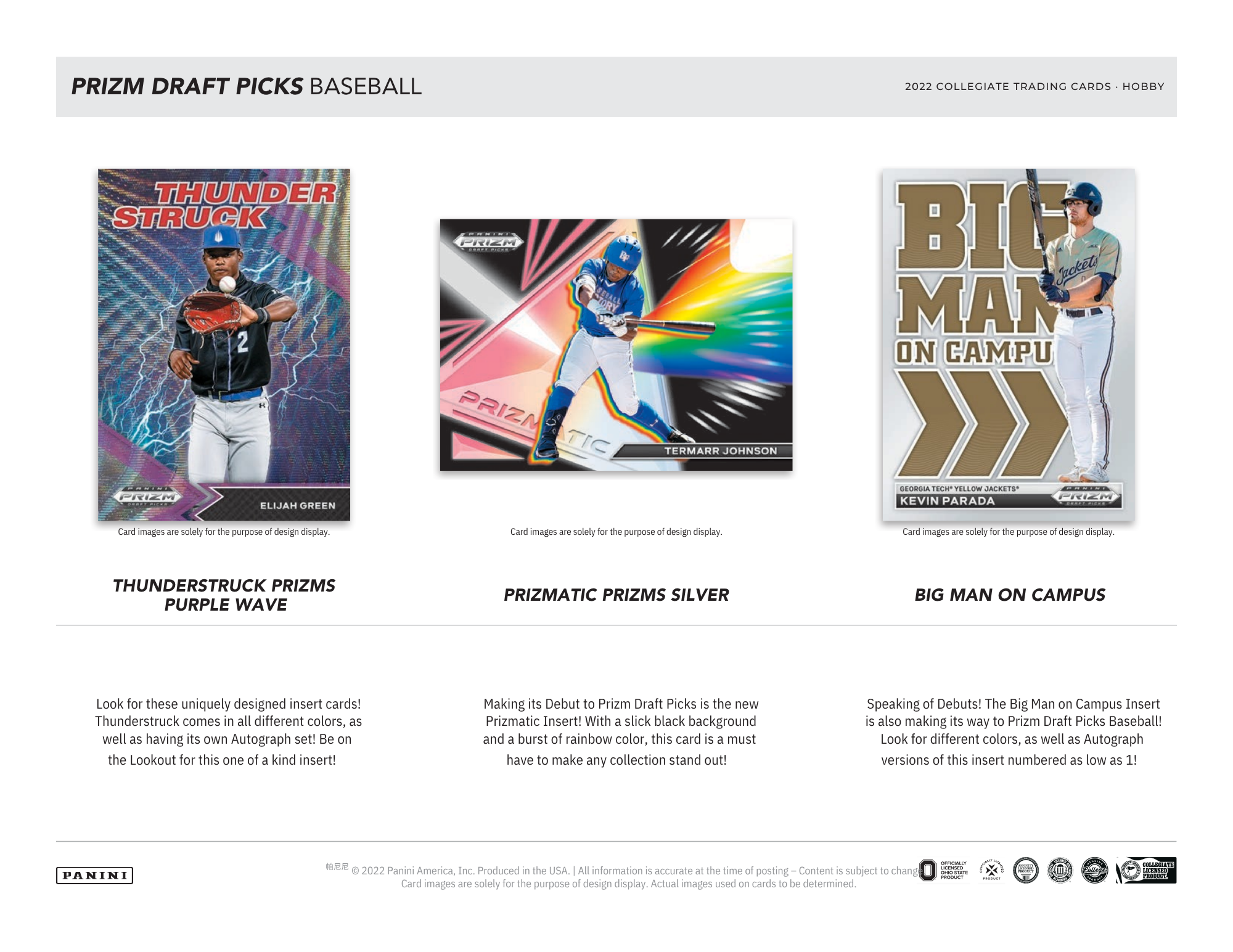 2022 Panini Prizm Collegiate Draft Picks Baseball 1st Off The Line Hobby Box