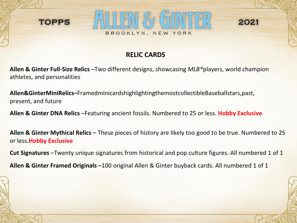 2021 Topps Allen & Ginter Baseball Hobby Box