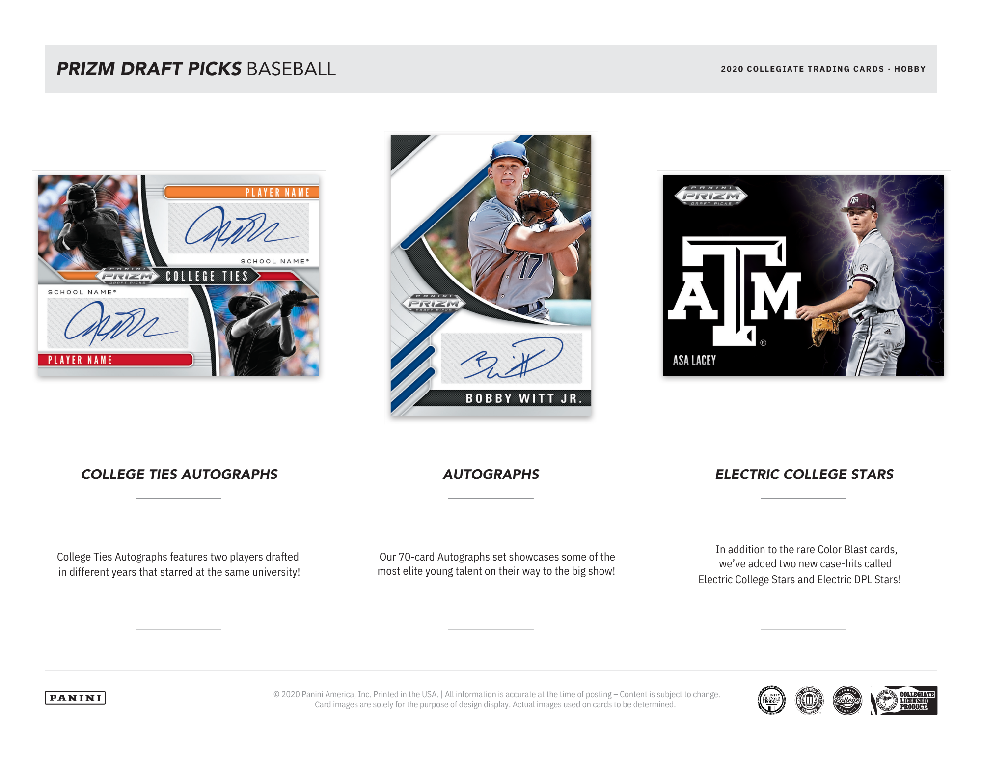 2020 Panini Prizm Collegiate Draft Picks Baseball Hobby Box