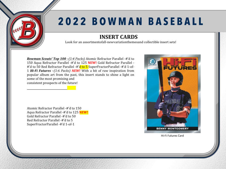 2022 Bowman Baseball Jumbo HTA Box