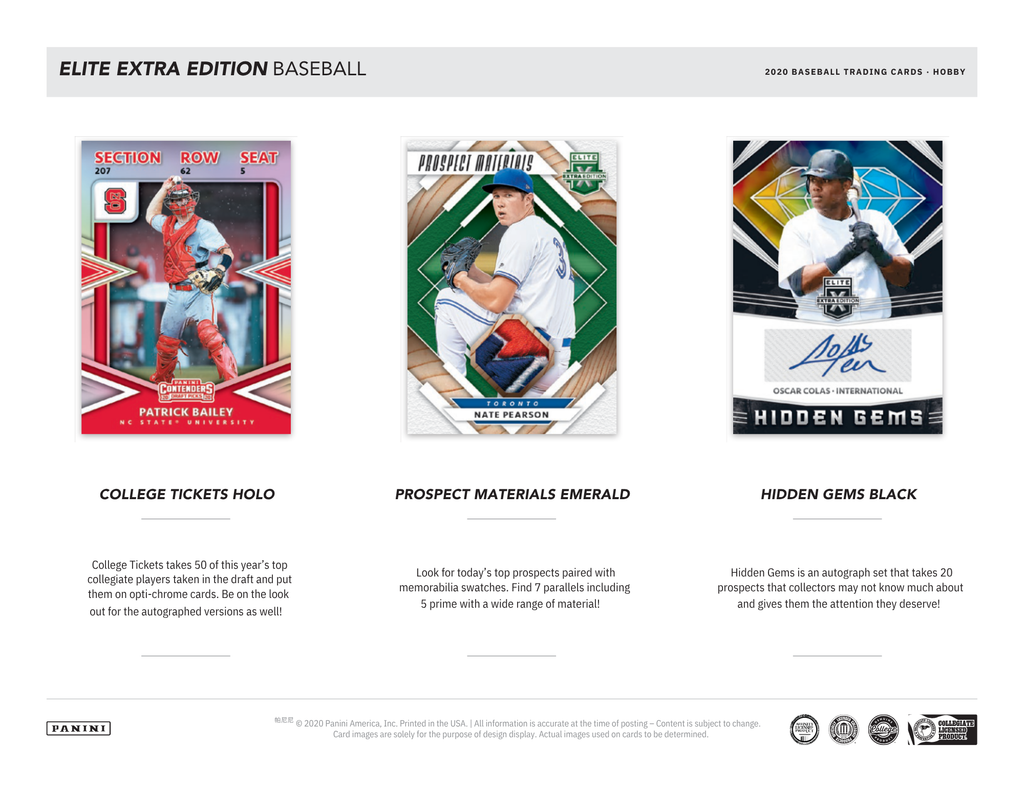 2020 Panini Elite Extra Edition Baseball Hobby Box