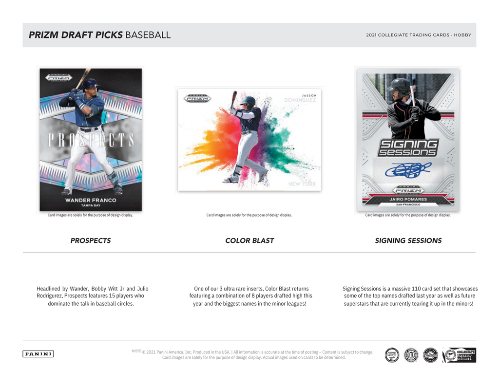 2021 Panini Prizm Collegiate Draft Picks Baseball 1st Off The Line Hobby Box