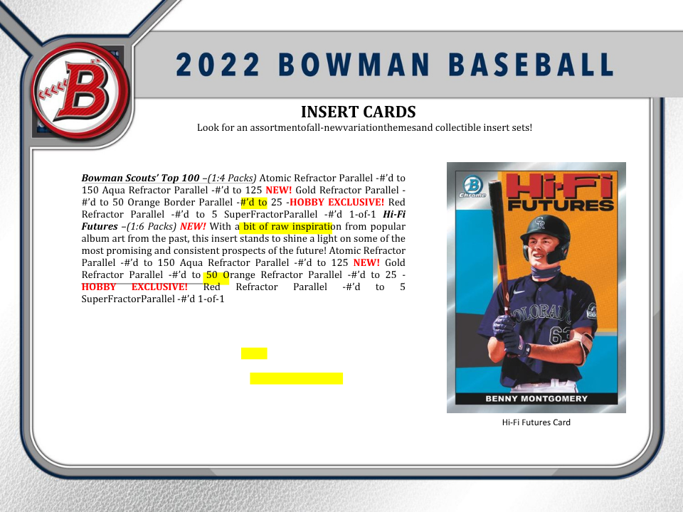 2022 Bowman Baseball Hobby Box