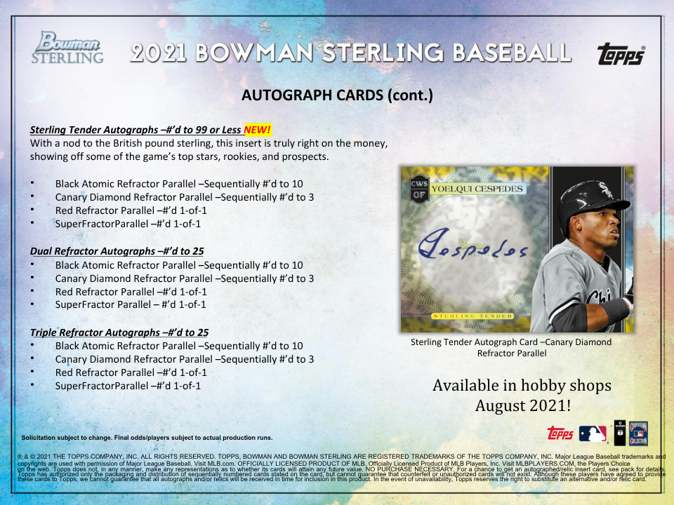 2021 Bowman Sterling Baseball Hobby Box