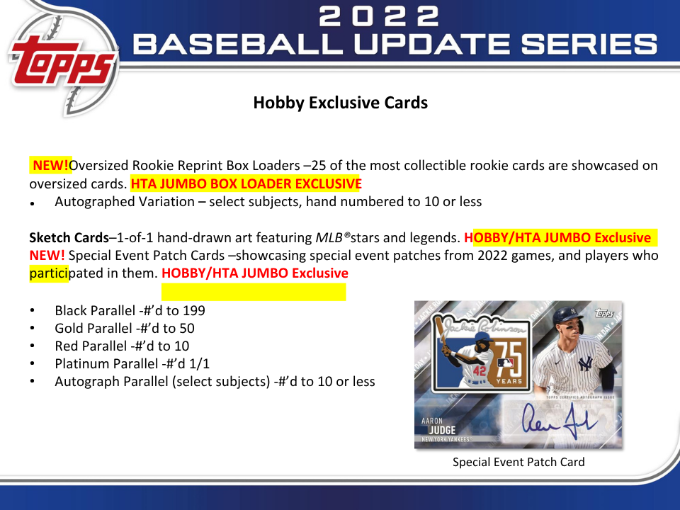 2022 Topps Update Series Baseball Hobby Box