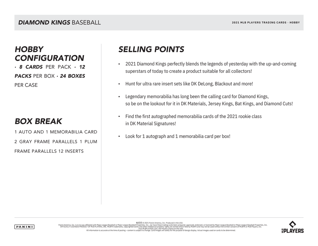 2021 Panini Donruss Diamond Kings Baseball Hobby Box
