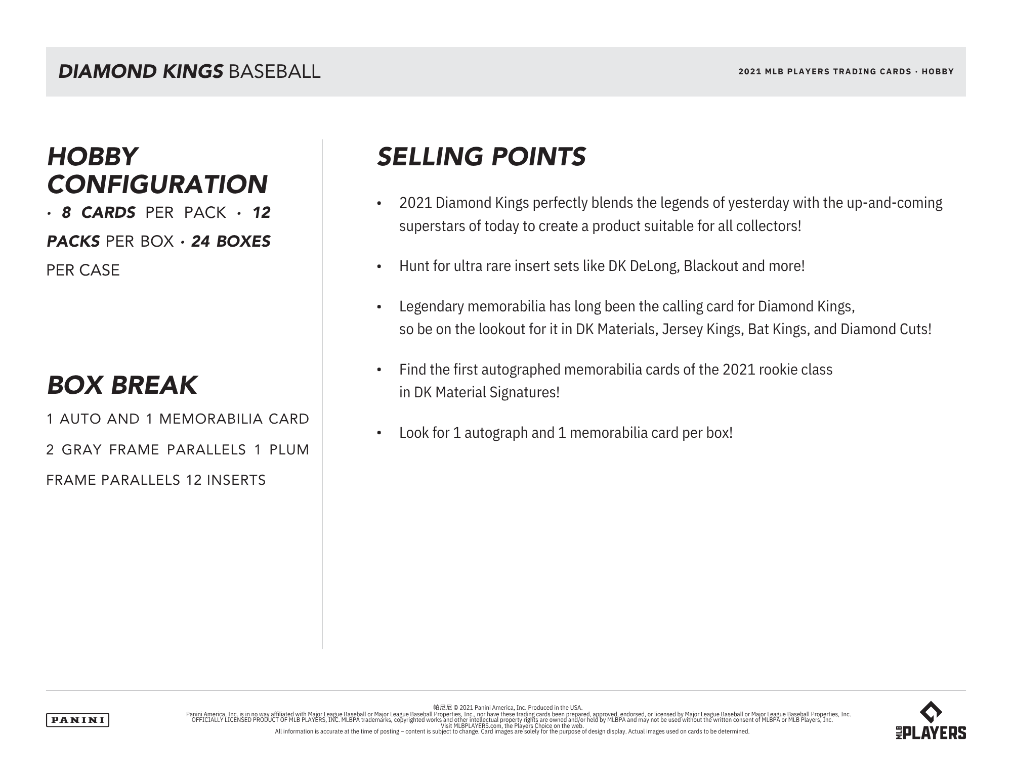 2021 Panini Donruss Diamond Kings Baseball Hobby Box