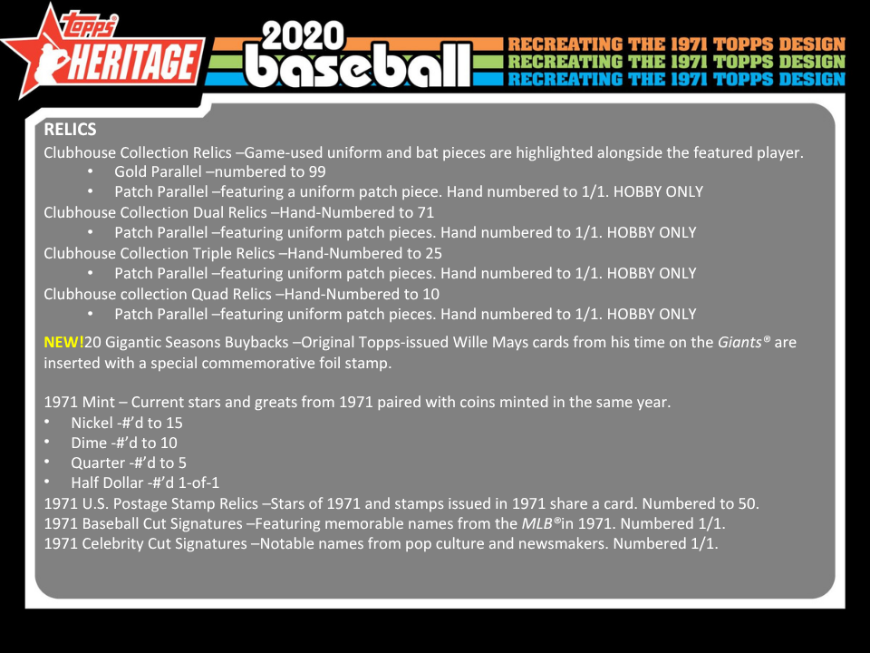 2020 Topps Heritage Baseball Hobby Box