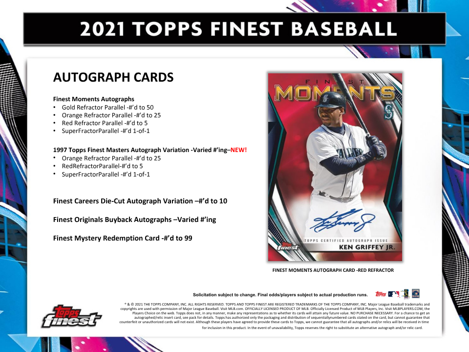 2021 Topps Finest Baseball Hobby Box