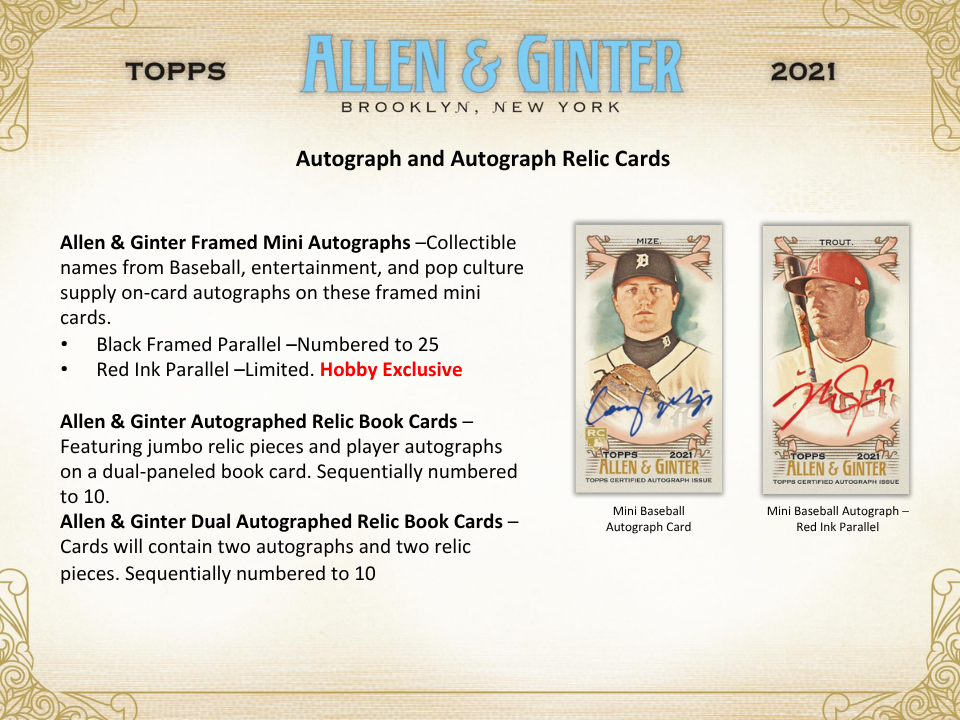2021 Topps Allen & Ginter Baseball Hobby Box