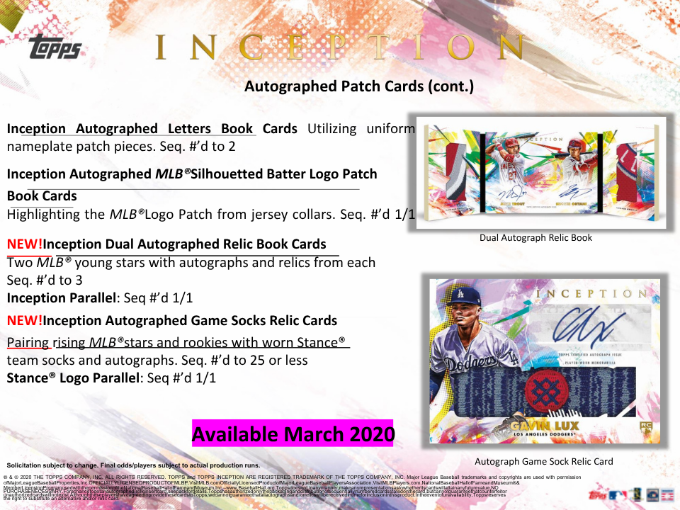 2020 Topps Inception Baseball Hobby Box
