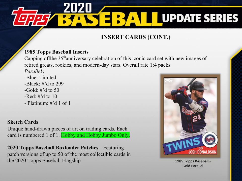 2020 Topps Update Series Baseball Hobby Box