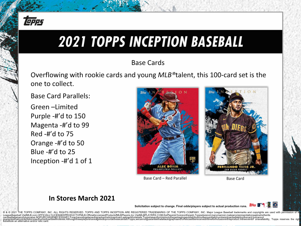 2021 Topps Inception Baseball Hobby Box