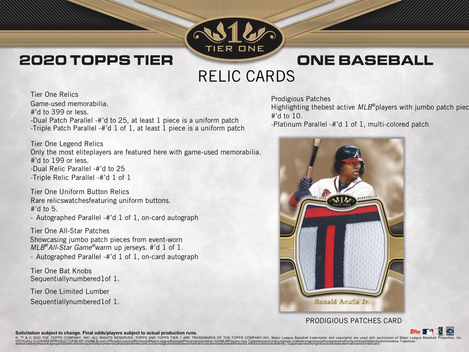 2020 Topps Tier One Baseball Hobby Box
