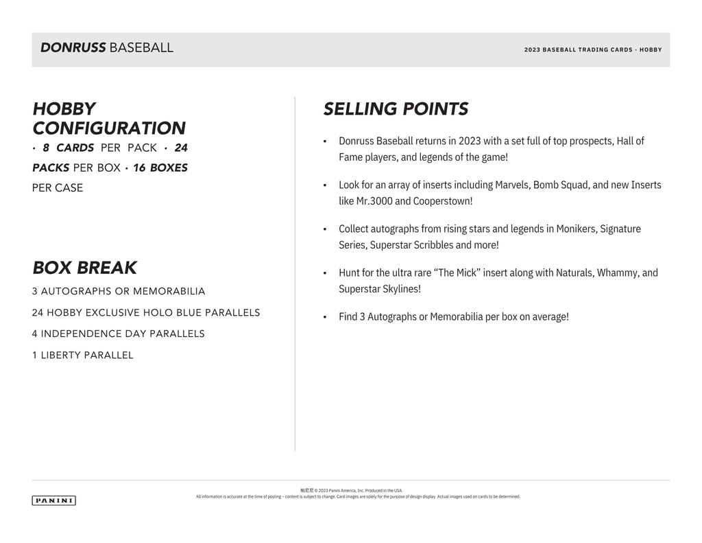 2023 Panini Donruss Baseball Hobby Box