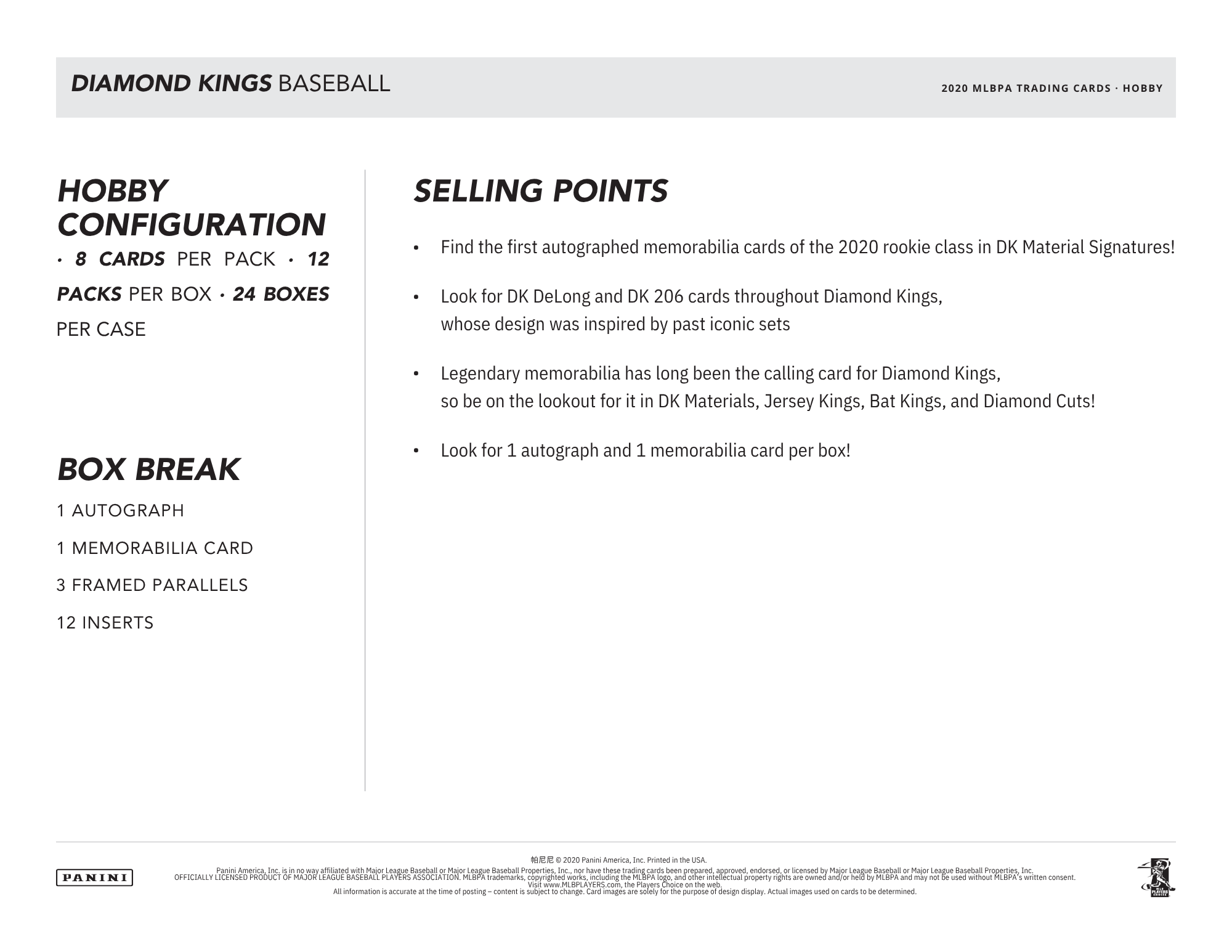 2020 Panini Donruss Diamond Kings Baseball Hobby Box