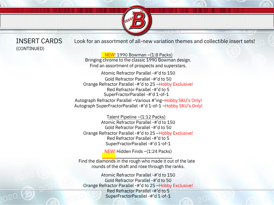 2020 Bowman Baseball Hobby Box