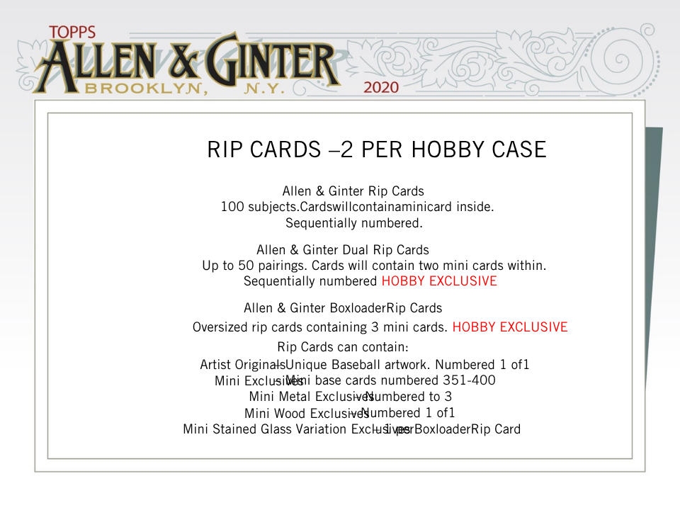 2020 Topps Allen & Ginter Baseball Hobby Box