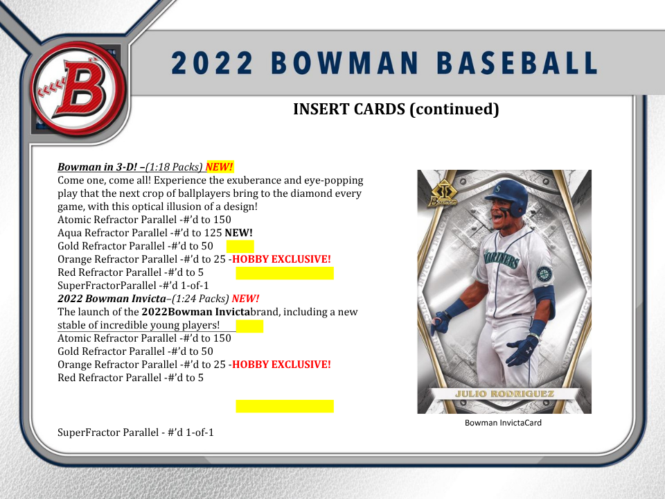 2022 Bowman Baseball Hobby Box