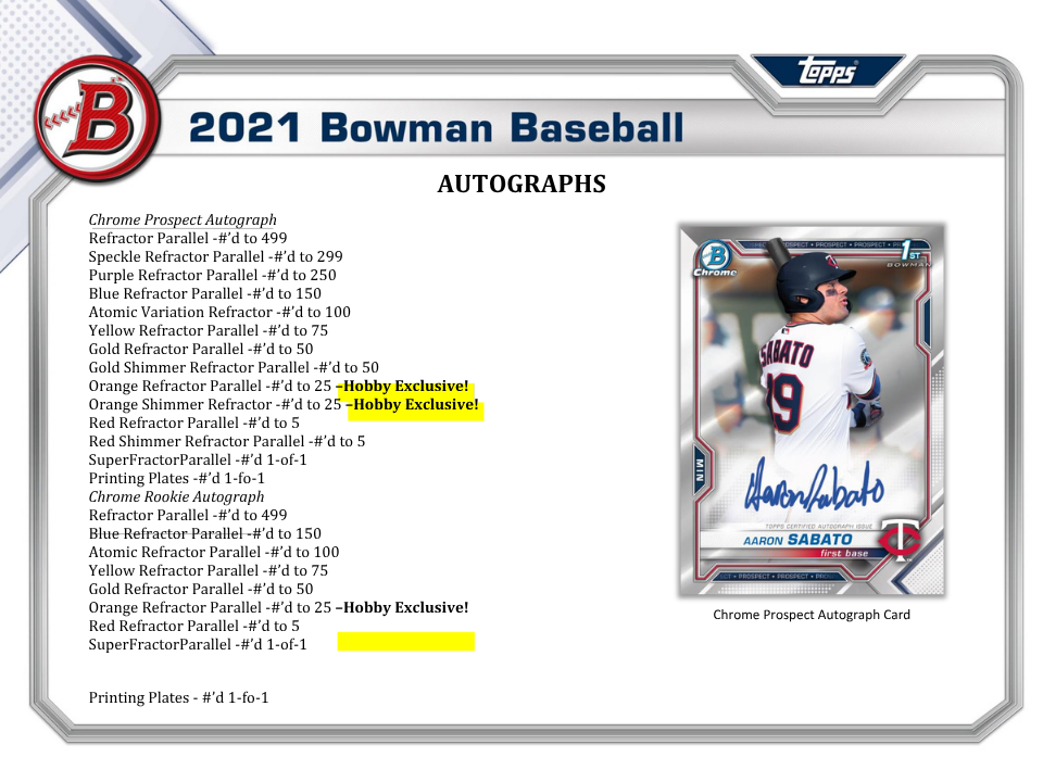 2021 Bowman Baseball Hobby Box