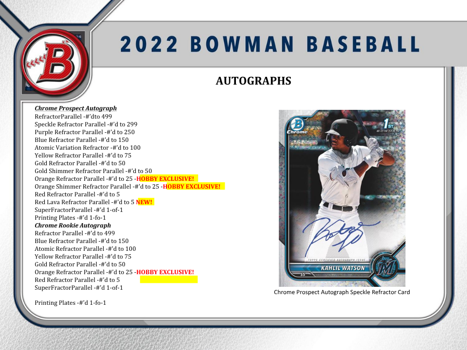 2022 Bowman Baseball Hobby Box