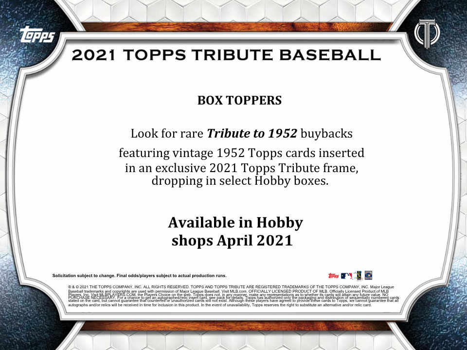 2021 Topps Tribute Baseball Hobby Box