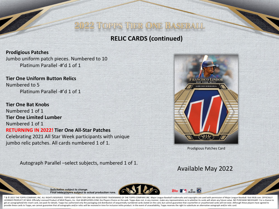 2022 Topps Tier One Baseball Hobby Box