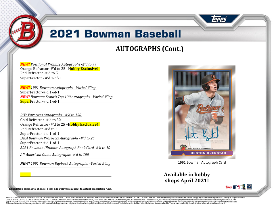 2021 Bowman Baseball Hobby Box
