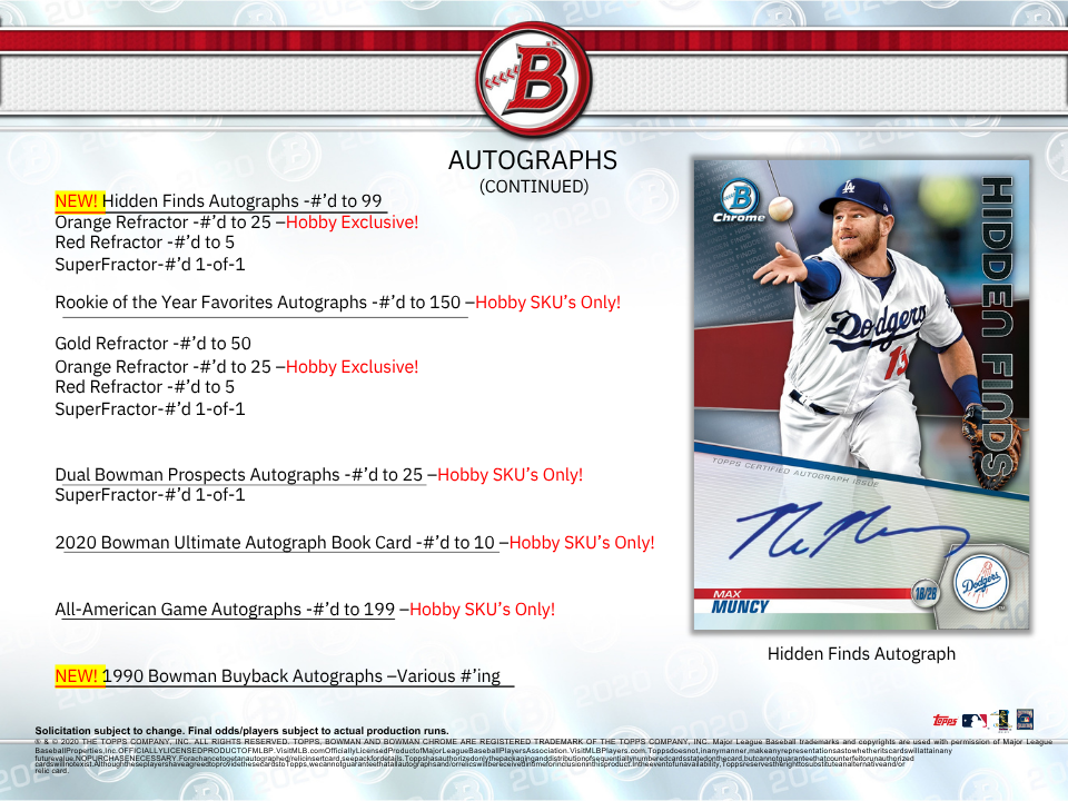 2020 Bowman Baseball Hobby Box