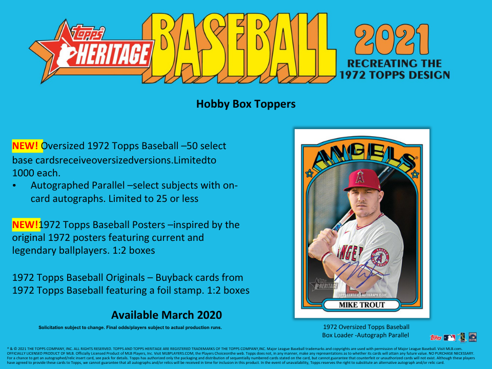 2021 Topps Heritage Baseball Hobby Box