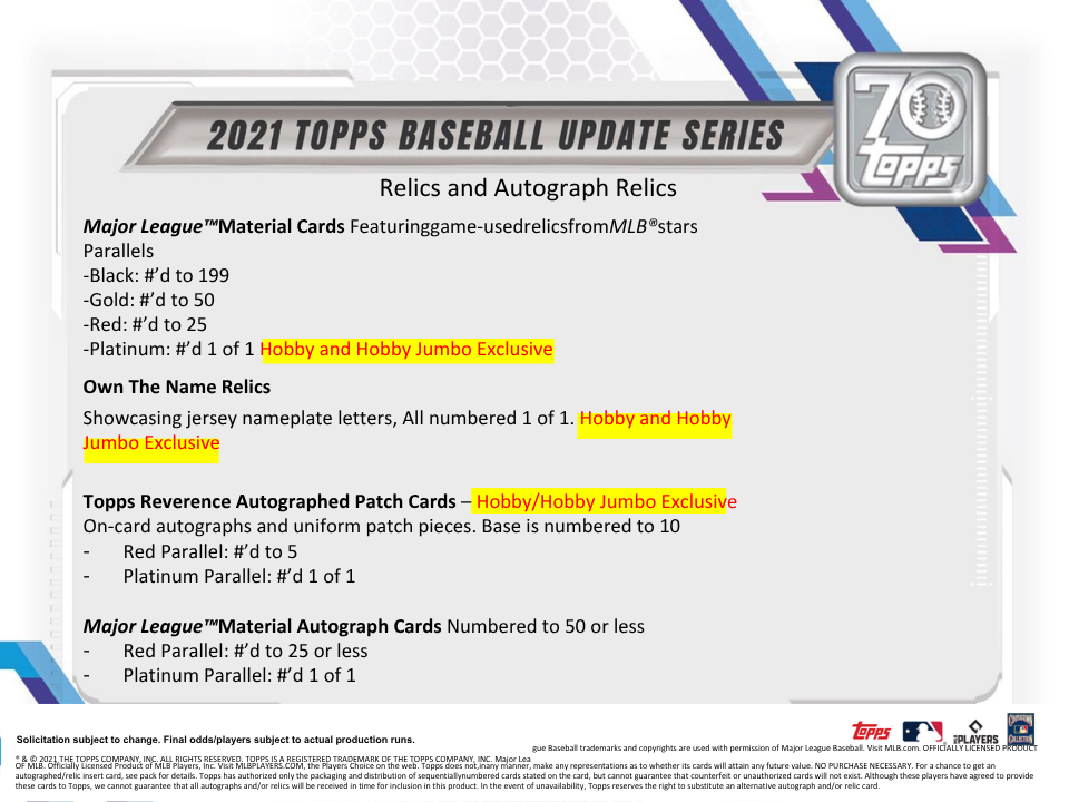 2021 Topps Update Series Baseball Jumbo Box