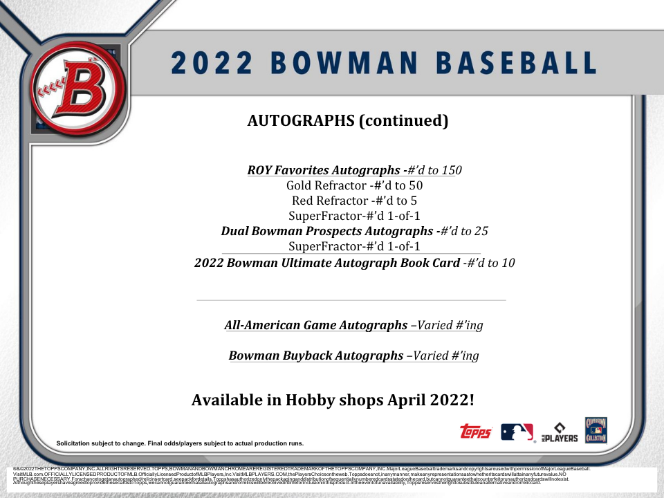 2022 Bowman Baseball Jumbo HTA Box